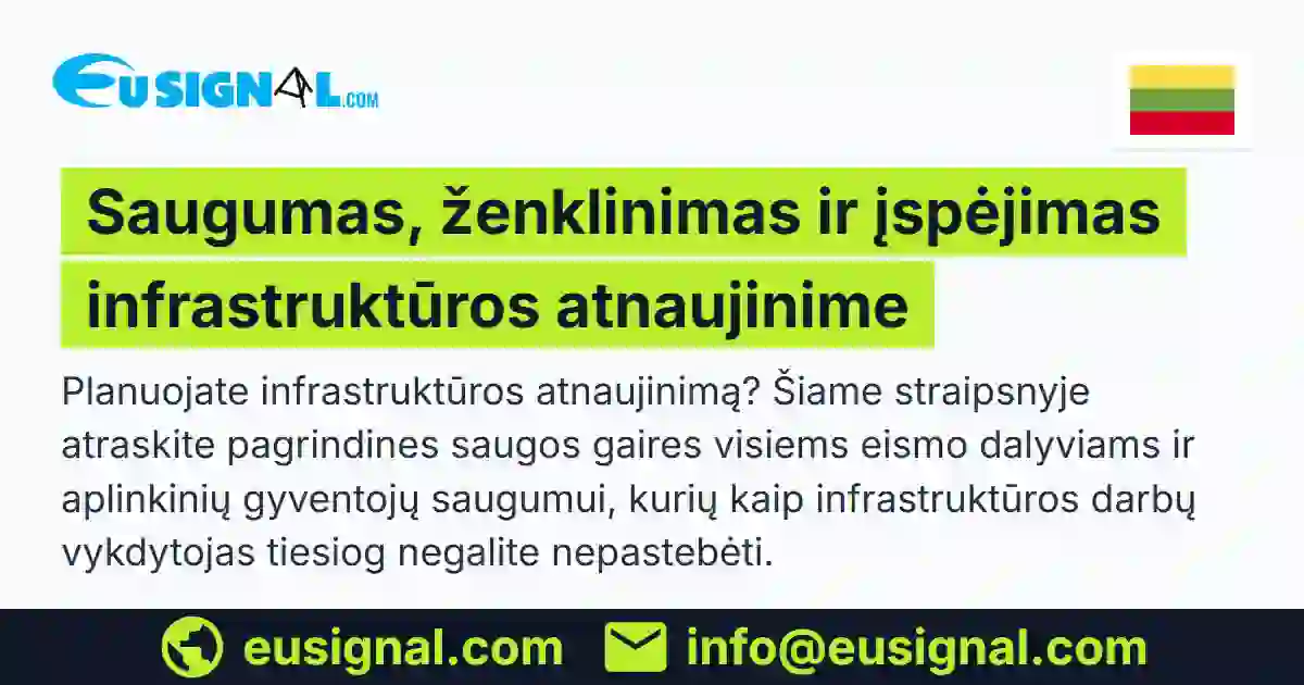 Saugumas, ženklinimas ir įspėjimas infrastruktūros atnaujinime EUSIGNAL Lietuva