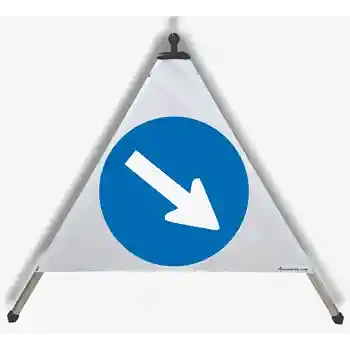 Panneau triangulaire pliable — DIRECTION OBLIGATOIRE À DROITE | EUSIGNAL