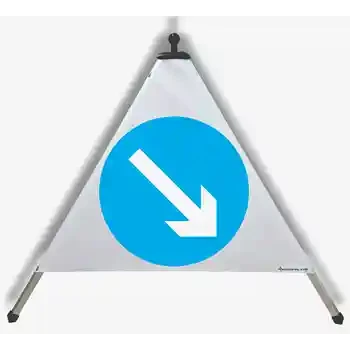 Figyelmeztető háromszög — KÖTELEZŐ HALADÁSI IRÁNY JOBBRA | EUSIGNAL