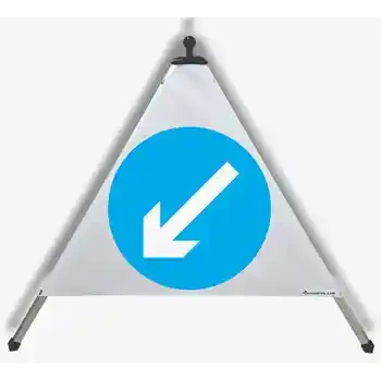 Figyelmeztető háromszög — KÖTELEZŐ HALADÁSI IRÁNY BALRA | EUSIGNAL