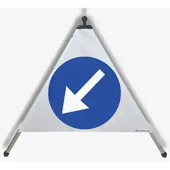 Piramidă rutieră pliabilă — DIRECȚIE OBLIGATORIE LA STÂNGA | EUSIGNAL